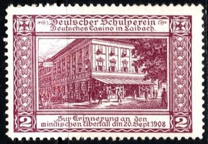 Vintage Germany Poster Stamp German School Association German Casino In Laibach