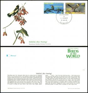 1985 DJIBOUTI FDC Cover - Bobolink (Rice Bunting) D2 