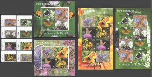 Imperf 2020 Tonga Butterflies Michel 564 Euro Full Set+Kb+Sh Mnh Fat082-84