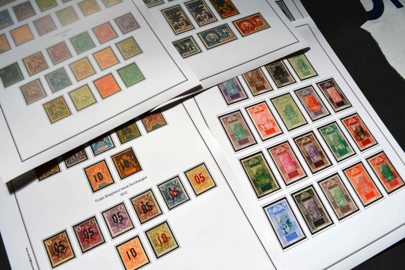 COLOR PRINTED FRENCH COLONIES [x13] 1859-1947 STAMP ALBUM PAGES (141 ill. pages)