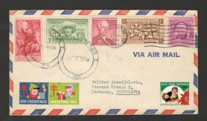 USA TO SERBIA-TRAVELED AIRMAIL LETTER-POSTER STAMPS-INTERESTED POSTMARK'S- 1956.