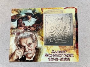 Albert Schweitzer 2023 year 5 blocks Foil. Silver.  perforated  NEW