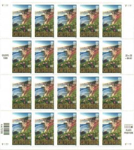 California Statehood Full Sheet of Twenty 33 Cent Postage Stamps Scott 3438