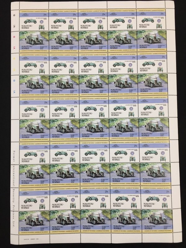 TUVALU Cars Motor Vehicles MNH Sheets x 13(650 Stamps)BLK46