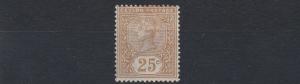 CEYLON  1886  S G  198    25C  YELLOW BROWN   MH  