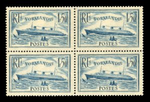 France, 1900-1950 #300a Cat$580, 1936 1.50fr pale blue, block of four, never ...