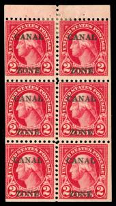 momen: CANAL ZONE Stamps #73a Mint OG Booklet Pane of 6 VF