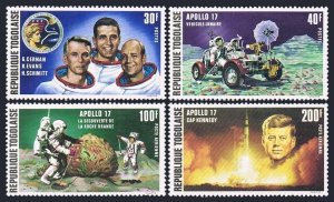 Togo 836-837, C196-C197, MNH. Mi 972-975. Apollo 17 Moon mission, 1973. Kennedy.