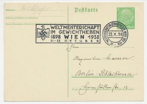 Postcard / Postmark Germany / Austria 1938 Weightlifting - World Championship
