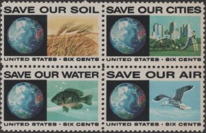 SC#1410-13 6¢ Anti-Pollution Block of Four (1970) MNH