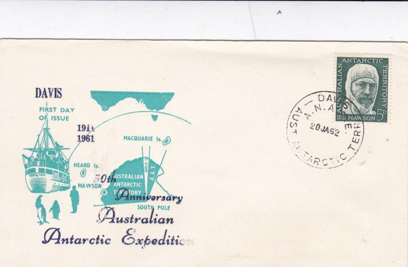 Australian Antarctic Territory 1962 Davis A.N.A.R.E. Unadressed FDC 