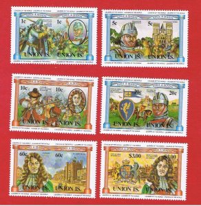 Union Island  #1-6  MNH OG    Imperforate  Kings & Queens    Free S/H 