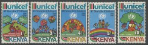 KENYA Sc#393-397 1987 UNICEF Anniversary Complete Set OG Mint NH