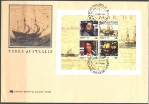 AUSTRALIA Sc#952a 1985 Explorers Souvenir Sheet Unaddressed First Day Cover