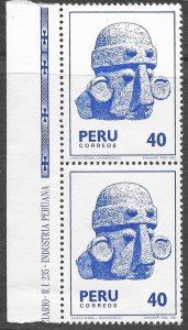 Peru #740 MNH pair with left edge. 1981 nice.