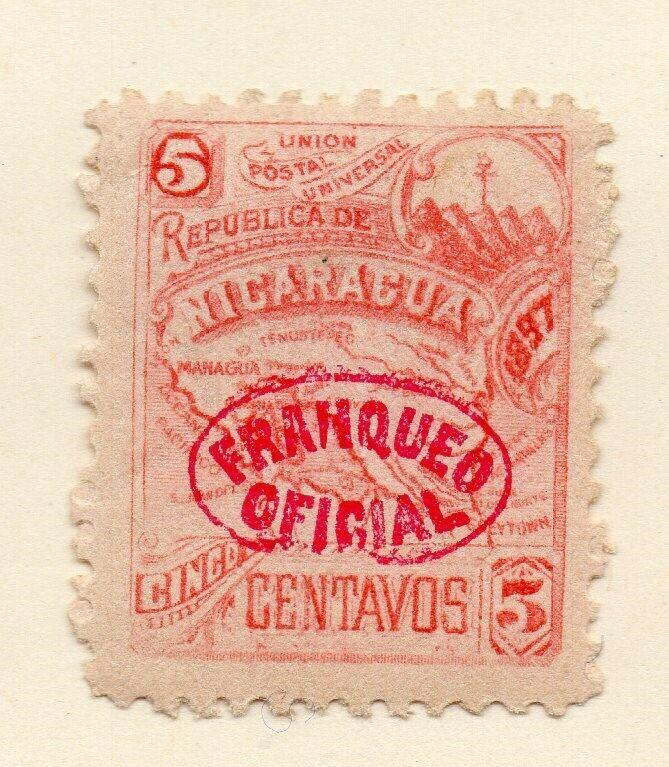 Nicaragua 1897 Early Issue Fine Mint Hinged 5c. Official Optd 323794