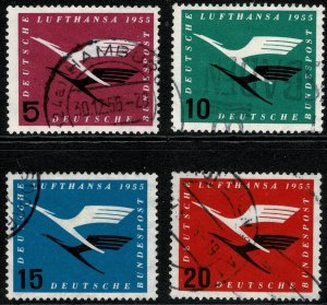 GERMANY 1955 RE-EST. LUFTHANSA AIRWAYS SET USED (VFU) SG1131-34 P.13.5x13 SUPERB