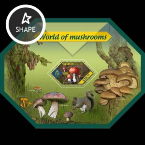 Solomon Islands 2014 Mushrooms  Hexagon Souvenir Sheet 19M-430