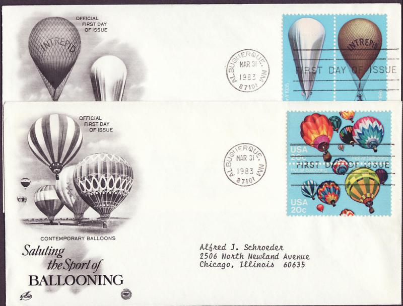 2032-35 Ballooning Artcraft FDC pair