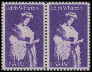 US 1832 Edith Wharton 15c horz pair MNH 1980