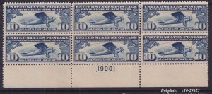 BOBPLATES #C10 Lindbergh Bottom Plate Block 19001 F-VF MNH SCV=$130