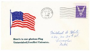 1945 US World War II Patriotic Cover Here's to our glorious Flag.....