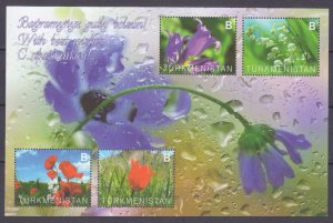 2014 Turkmenistan 326-329/B45 Flowers 16,00 €