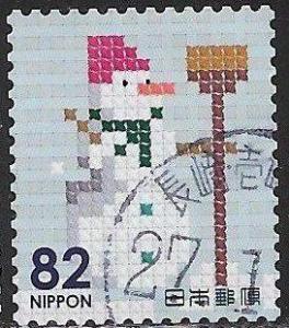 Japan 3774f Used - Winter Greetings - Needlepoint Design - ‭Snowman