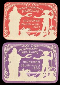1905 Agricultural Exhibition Munich Germany Embossed Poster Stamps