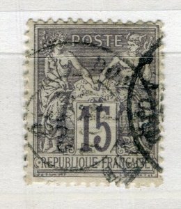 FRENCH COLONIES; 1890s classic Tablet type used 15c. value Postmark,