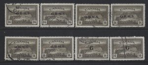 CANADA - #O7, #O22 - 14c HYDROELECTRIC PLANT OHMS & G OVERPRINT USED STAMPS LOT