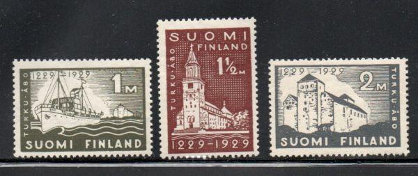 Finland Sc 155-7 1929 700th Anniversary Turku stamp set mint NH