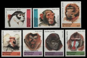 1991 Congo Brazzaville 1299-1305 Fauna - Monkeys 10,00 €