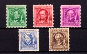 UNITED STATES USA - 1940 AMERICAN AUTHORS SCOTT#859-63   5V - MINT HINGED