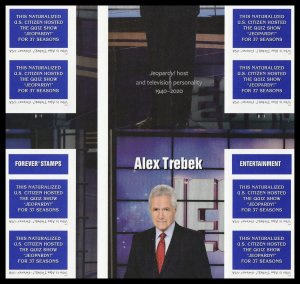 US 5907a Alex Trebek imperf NDC cross gutter block 4x2 MNH 2024
