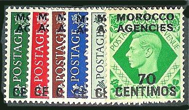 British Offices in Africa-Morocco #83-88 cpt, og, nh, lig...