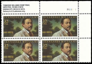 PCBstamps   US #3002 PB $1.28(4x32c)Tennessee Williams, MNH, (PB-2)