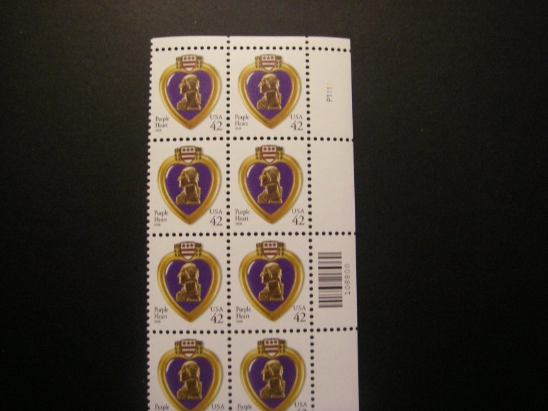 Scott 4263, 42c Purple Heart, PB20 #P1111 UR, MNH Regular Beauty, CV $49+