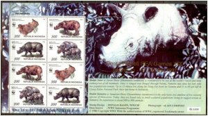 Indonesia 1997 WWF Rhinoceros Minisheet Sea games  Michel kleinbogen type II MNH