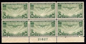 United States #C21 Mint,OG,NH... Plate Block of 6... SCV $85.00