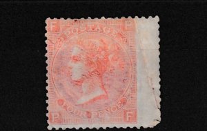 GB QV 1862 4d Vermillion Wing SG80 Plate 12 MNG BP15372