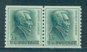 1225 1c Jackson Fine MNH Pair