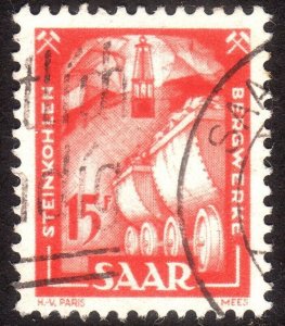 1950, Germany Saar, 15Fr, Used, Well centered, Sc 213, Mi 281