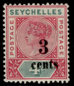 SEYCHELLES QV SG15, 3c on 4c, M MINT. DIE II 