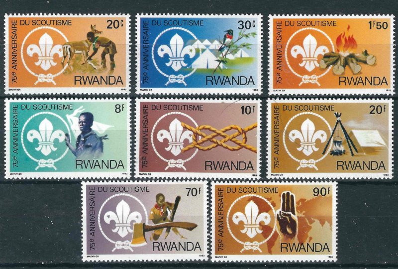 Rwanda1122-29 75th Anniv. Scouting MNH VF 1983 SCV $15.00