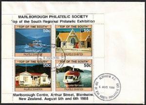 NEW ZEALAND 1988 Marlborough Stamp Ex cinderella sheet on cover............79141