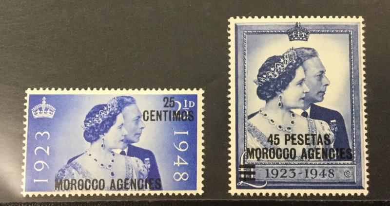 {BJ Stamps} GREAT BRITAIN-MOROCCO, #93-94, 1948 Silver Wedding, MNH. CV $20.10.