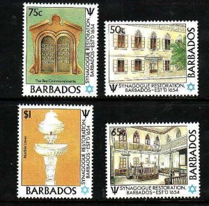 Barbados-Sc#710-13- id9- unused NH set-Synagogue Restoration-1987-