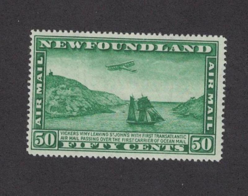 Newfoundland C10 - Airmail - Airplane & Ship. 50 cent. MLH. OG.  #02 NEWC10b