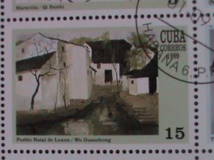 CUBA-1999 SC# 4029a FAMOUS PAINTINGS-WORLD STAMP SHOW-BEIJING-CTO SHEET VF